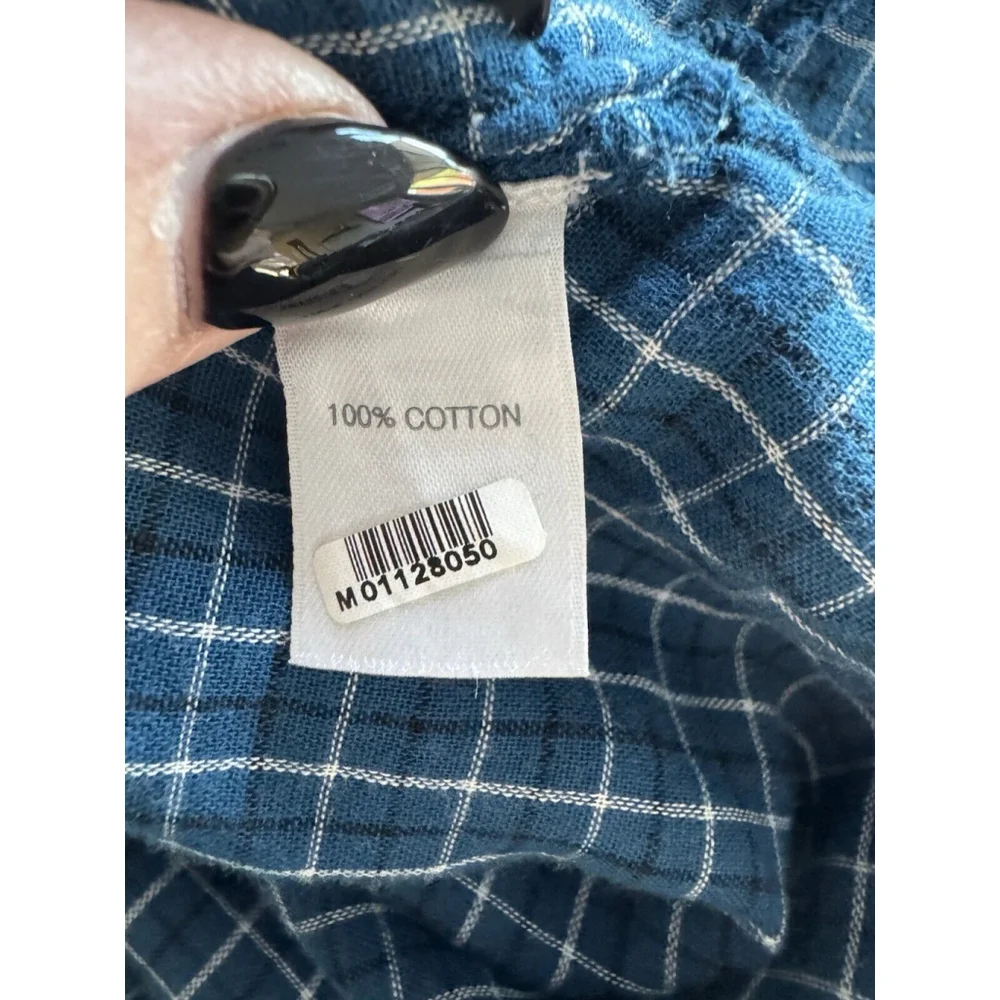 J Jill 100% Cotton Tunic Button Down Blue Plaid Flannel Feel Pockets - Picture 8 of 12